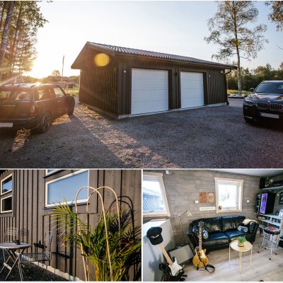 Dubbelgarage med hobbyrum