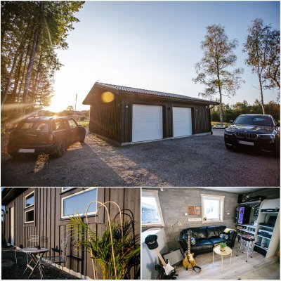Dubbelgarage med hobbyrum